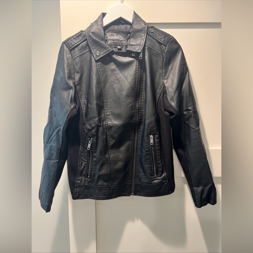 Sebby Collection Women’s Faux Leather Biker Jacket Black Medium